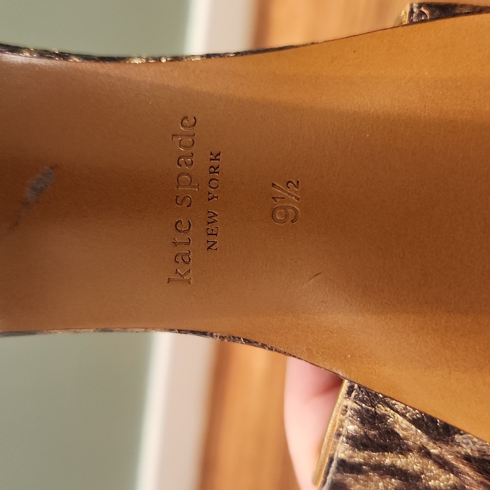 Kate Spade Metalic Copper Animal Print Block Heel Shoes NEW 9.5 - Picture 9 of 12